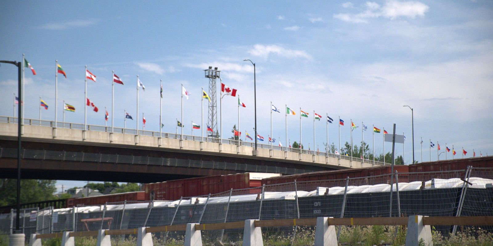 The Bridge of Nations flags in Greater Sudbury